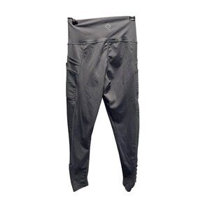 BSP Womens Small Dark Grey Compression Leggings With Media Pocket & Ruched Detai